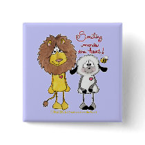 Lion and Lamb Heart Patches buttons