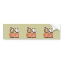 Lion and Lamb in Pumpkins Bumper Stickers