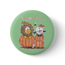 Lion and Lamb in Pumpkins buttons