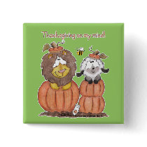 Lion and Lamb in Pumpkins buttons