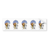 Lion and Lamb Under Umbrella bumper stickers