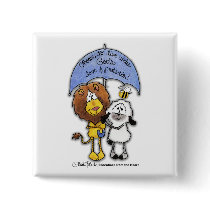 Lion and Lamb Under Umbrella buttons