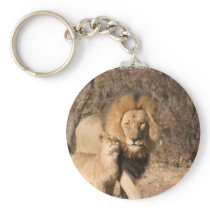 Lion and Lion Cub Keychain