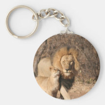 Lion and Lion Cub Keychain