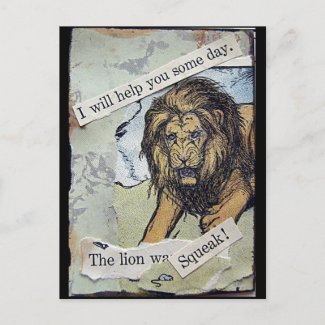 Lion and Mouse Collage postcard