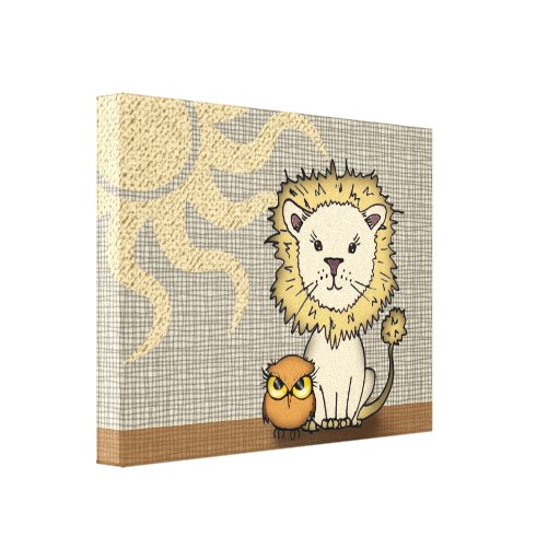 Lion and Owl Nursery Art Print Wrapped Canvas Gallery Wrapped Canvas
