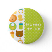 Lion and Teddy Bear Baby Shower Button button