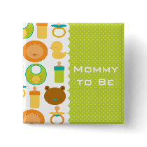 Lion and Teddy Bear Baby Shower Button