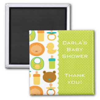 Lion and Teddy Bear Baby Shower Thank You Magnet magnet