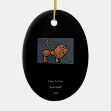 Lion - Antiquarian, Colorful Book Illustration Christmas Ornaments