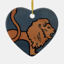 Lion - Antiquarian, Colorful Book Illustration Christmas Tree Ornament