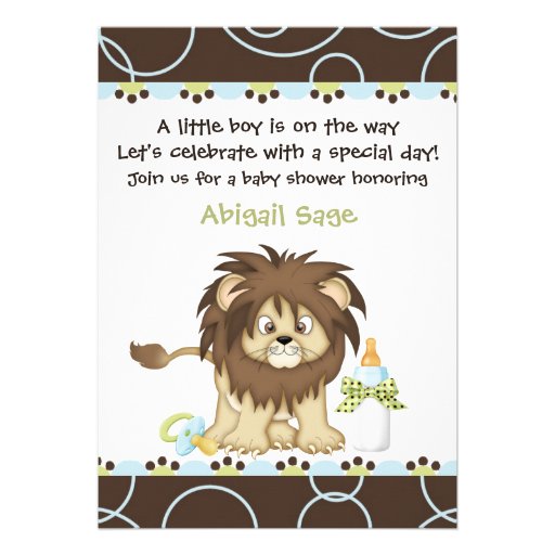 Lion Baby Shower Invitation for Boys (front side)