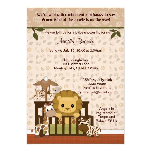 LION Baby Shower Invitation Nali Jungle NJL