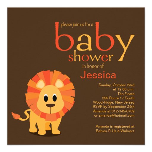 Lion Baby Shower Personalized Invite