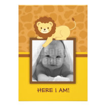 Lion Birth announcement card invitations
