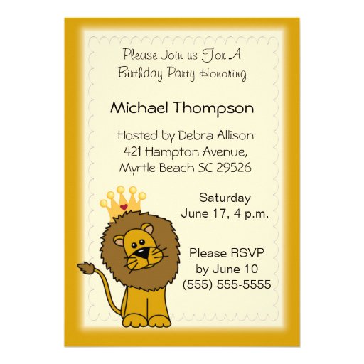 Lion Birthday Invitations