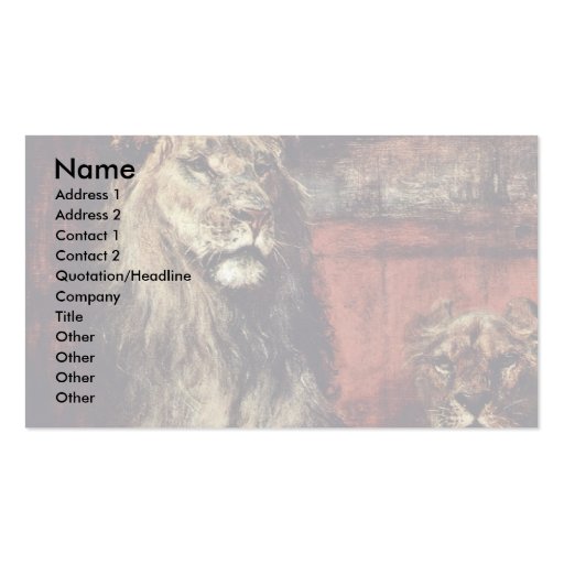 Lion By Meyerheim Paul Friedrich (Best Quality) Business Card Templates (front side)