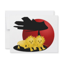 Lion Cub Pair on African Savanna invitations
