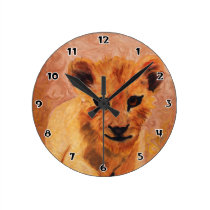 Lion Cub Round Wall Clock