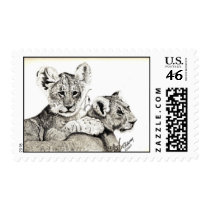 Lion Cubs resting Postage postage