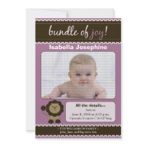Lion Designer Baby Birth Announcement : grape invitations