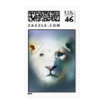Lion emerging out of the blue postage