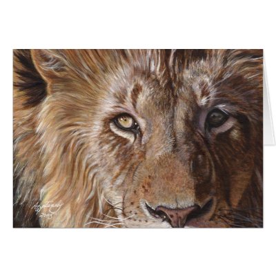 Lion Face Painting Art Greeting Cards by artbyakiko Lion Face Painting Art