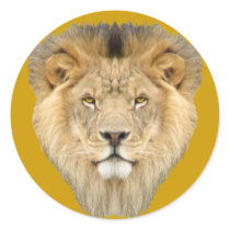 Lion Face Round Sticker