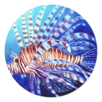 Lion Fish Of Borneo Round Stickers