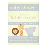 Lion Giraffe Elephant Yellow & Grey Baby Shower Card