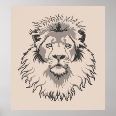 A Pop Art or Tattoo style African Lion's Head.