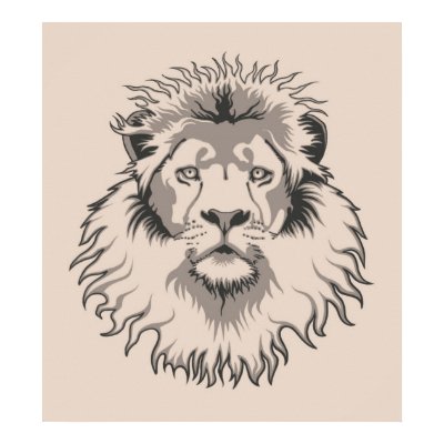 A Pop Art or Tattoo style African Lion's Head.