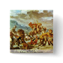 Lion Hunt By Eugène Ferdinand Victor Delacroix Pin
