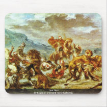 Lion Hunt By Eugène Ferdinand Victor Delacroix Mouse Pad