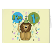 Lion I'm 1 First Birthday Tshirts and Gifts Card