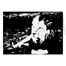 Lion in Black and White Greeting Cards