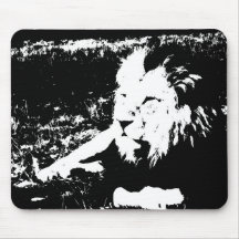 Lion in Black and White Mouse Pad