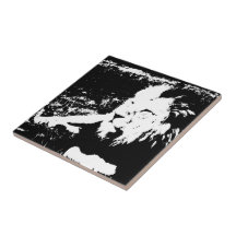Lion in Black and White Tiles