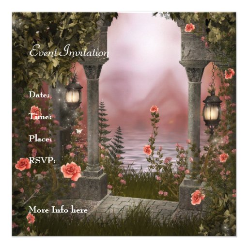 Lion in Enchanted Floral Garden Event Invite