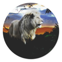 Lion in the jungle round sticker