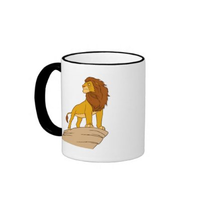 Lion King adult Simba standing proud on rock cliff mugs