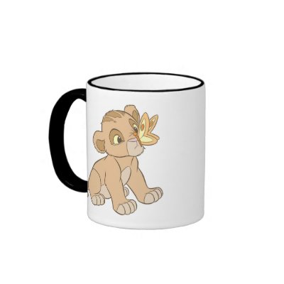 Lion King Simba cub butterfly on nose Disney mugs