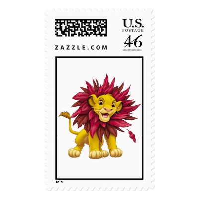 Lion King Simba cub mane of pink red leaves Disney postage