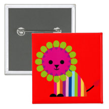 Lion Lioness Happy Cat Cute Cartoon Animal Button