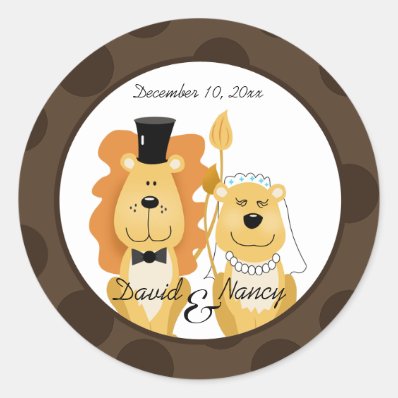 Lion & Lioness Wedding Couple Stickers