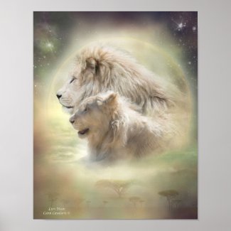 Lion Moon Art Poster print