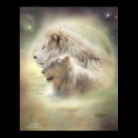 Lion Moon Art Poster