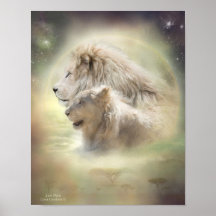 Lion Moon Art Poster