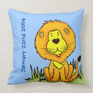 Lion name and birth newborn gift square pillow