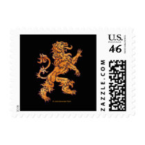 Lion on black stamp
